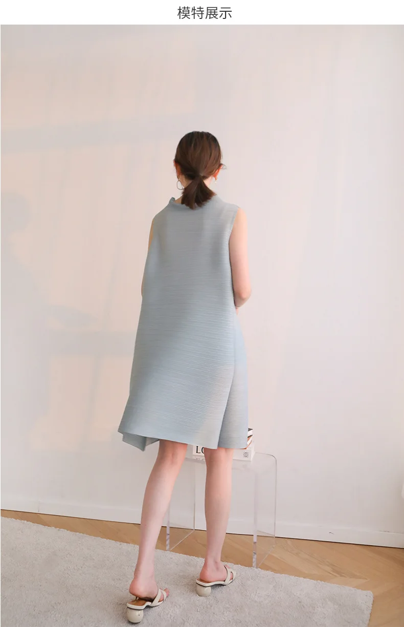 ALSEY Pleated Summer Classic Women's Dresses Loose Plus Size Sleeveless Design Dresses 2025 Spring New