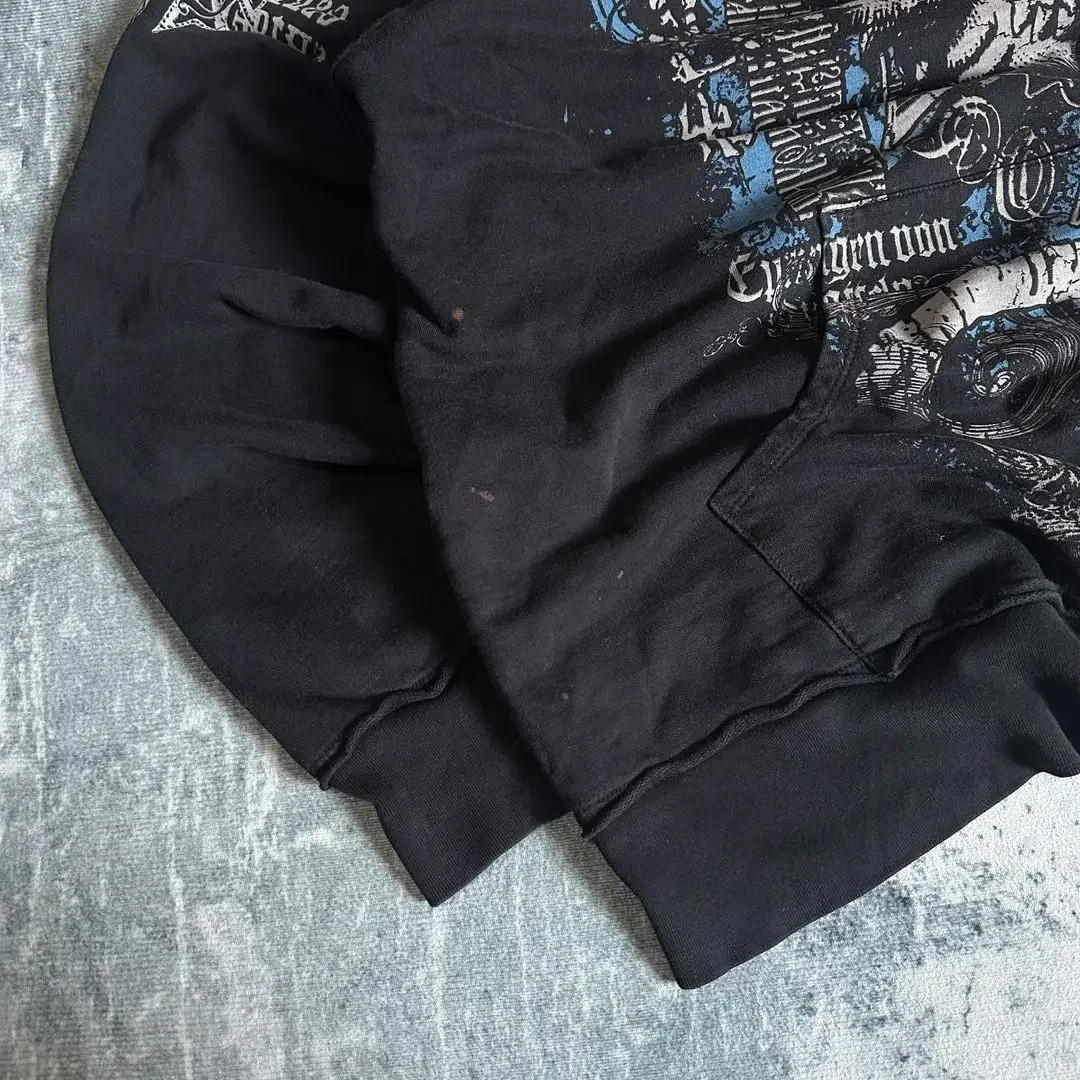 Affliction Gothic Hoodie Y2K New Retro Pattern Oversize Zipper Hoodie For Women Hip Hop Casual Sweatshirt Personality Streetwear