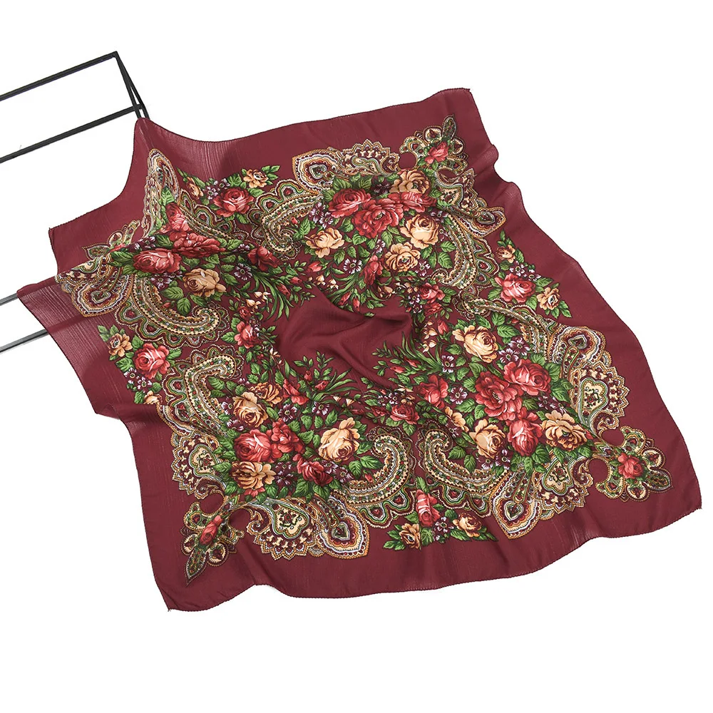 Russian Retro Floral Scarf Ethnic Style Small Square Head Scarves Handkerchief Ladies Headband Scarf Bandana Hair Wraps
