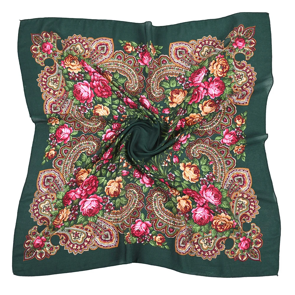 Russian Retro Floral Scarf Ethnic Style Small Square Head Scarves Handkerchief Ladies Headband Scarf Bandana Hair Wraps