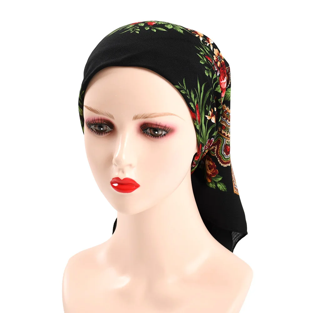 Russian Retro Floral Scarf Ethnic Style Small Square Head Scarves Handkerchief Ladies Headband Scarf Bandana Hair Wraps