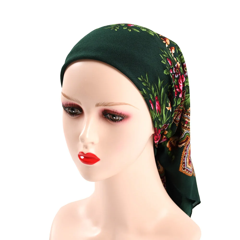 Russian Retro Floral Scarf Ethnic Style Small Square Head Scarves Handkerchief Ladies Headband Scarf Bandana Hair Wraps
