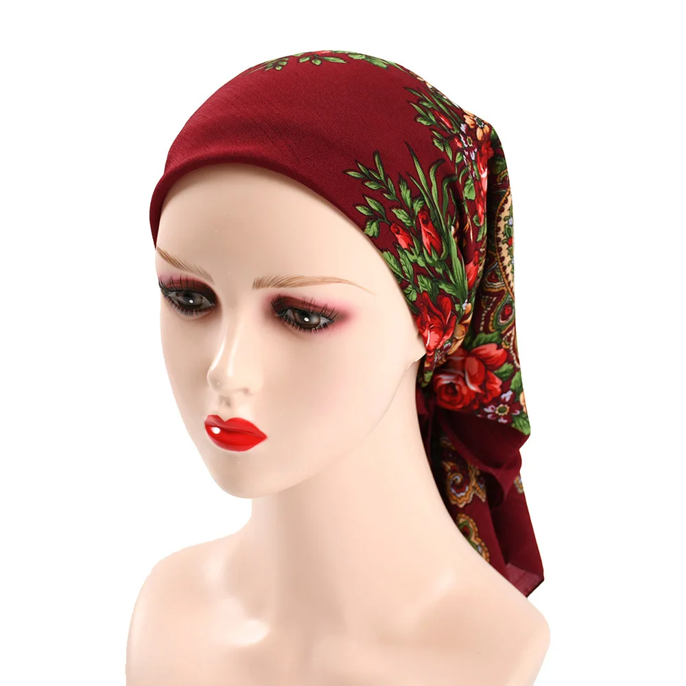 Russian Retro Floral Scarf Ethnic Style Small Square Head Scarves Handkerchief Ladies Headband Scarf Bandana Hair Wraps