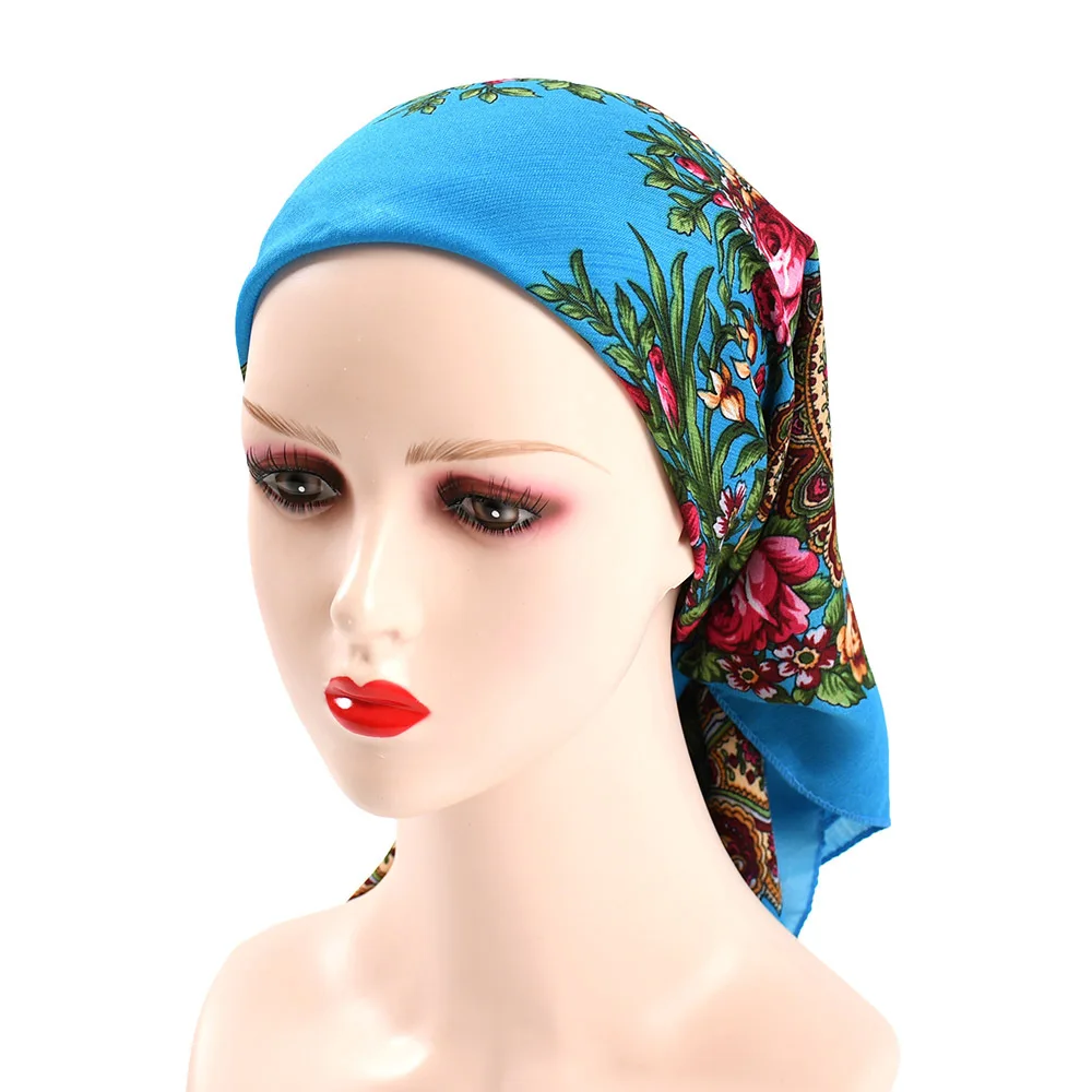 Russian Retro Floral Scarf Ethnic Style Small Square Head Scarves Handkerchief Ladies Headband Scarf Bandana Hair Wraps