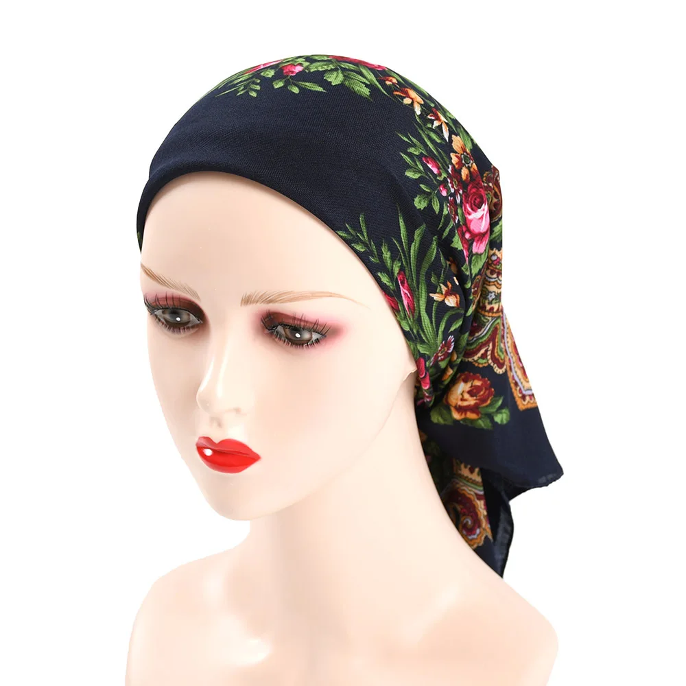 Russian Retro Floral Scarf Ethnic Style Small Square Head Scarves Handkerchief Ladies Headband Scarf Bandana Hair Wraps