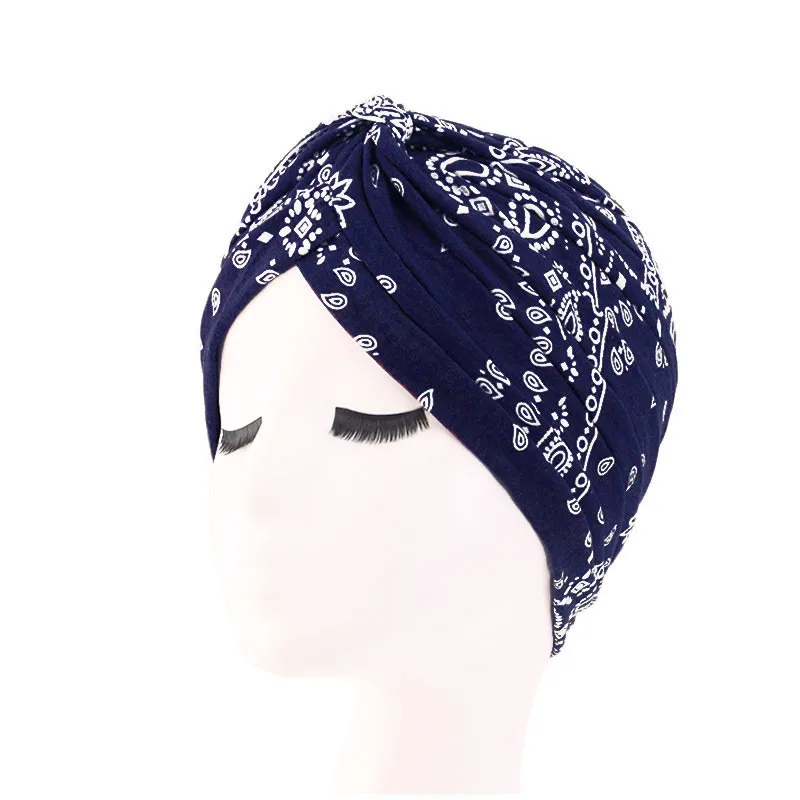 Leopard Snakeskin Floral Print Knotted Women's Turban Cap Muslim Headscarf Twist Knot Indian Cap Lady Bandanas Hair Accessories