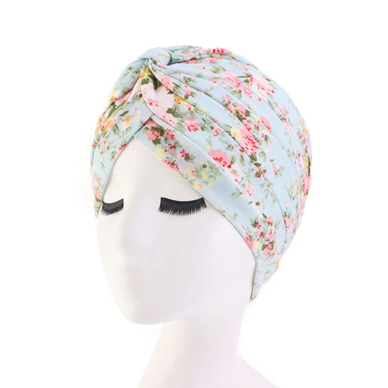 Leopard Snakeskin Floral Print Knotted Women's Turban Cap Muslim Headscarf Twist Knot Indian Cap Lady Bandanas Hair Accessories