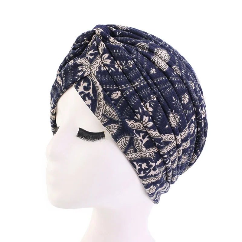 Leopard Snakeskin Floral Print Knotted Women's Turban Cap Muslim Headscarf Twist Knot Indian Cap Lady Bandanas Hair Accessories