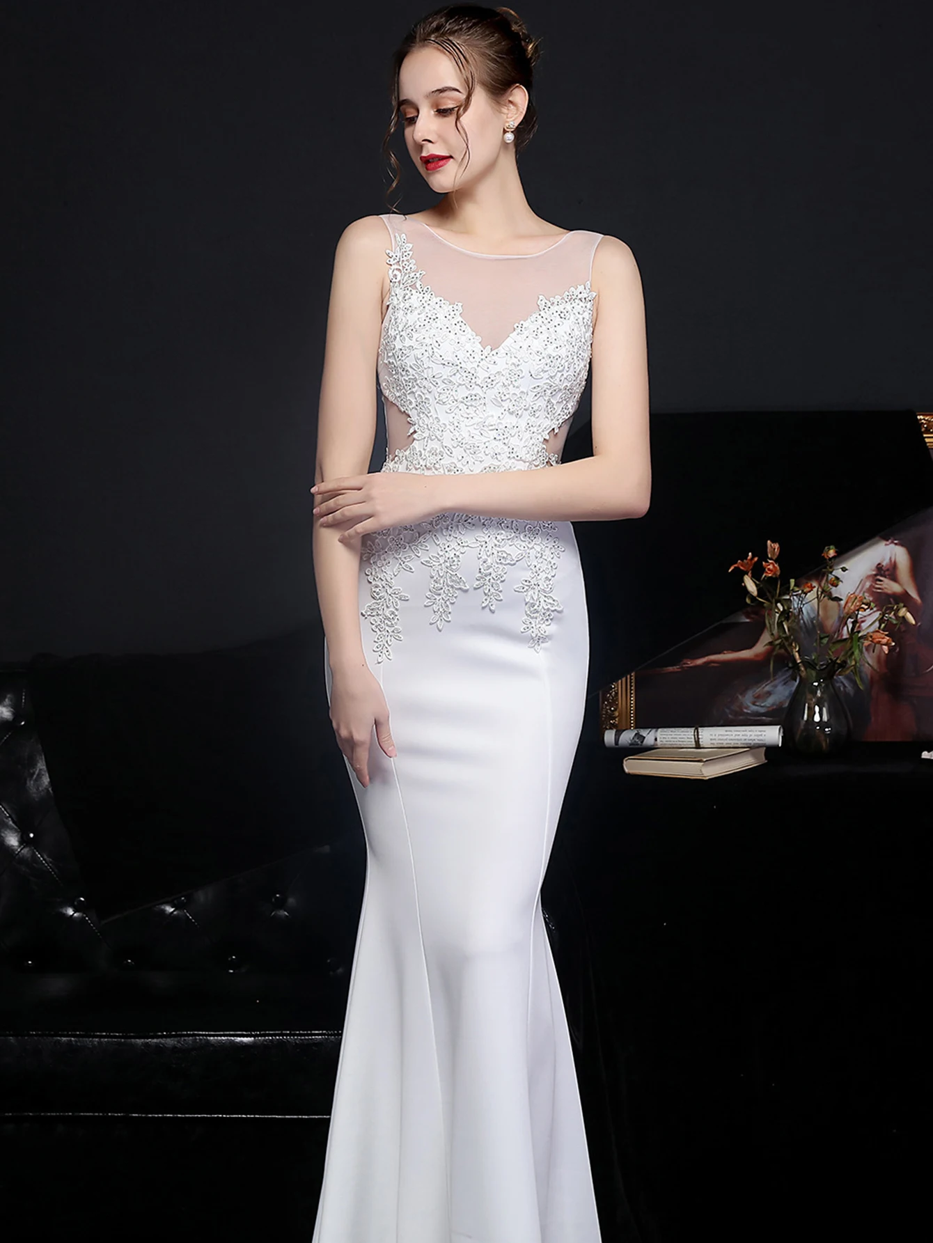 Sexy See Through Mesh Maxi Summer Dress Women Elegant Wedding Prom Lace Dresses Luxury Long Rhinestone Evening Dresses Vestidos