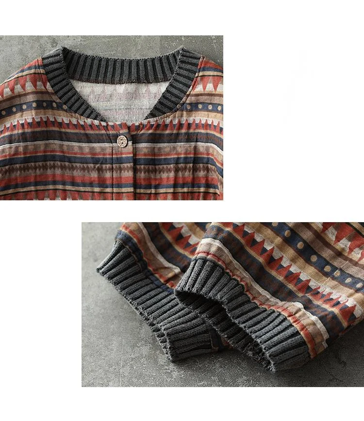 Amax LuluE 2025 Summer Womens Striped Jackets Japan Style Linen Printed Coats Ladies Vintage Loose Clothes Buttons Basic Jacket