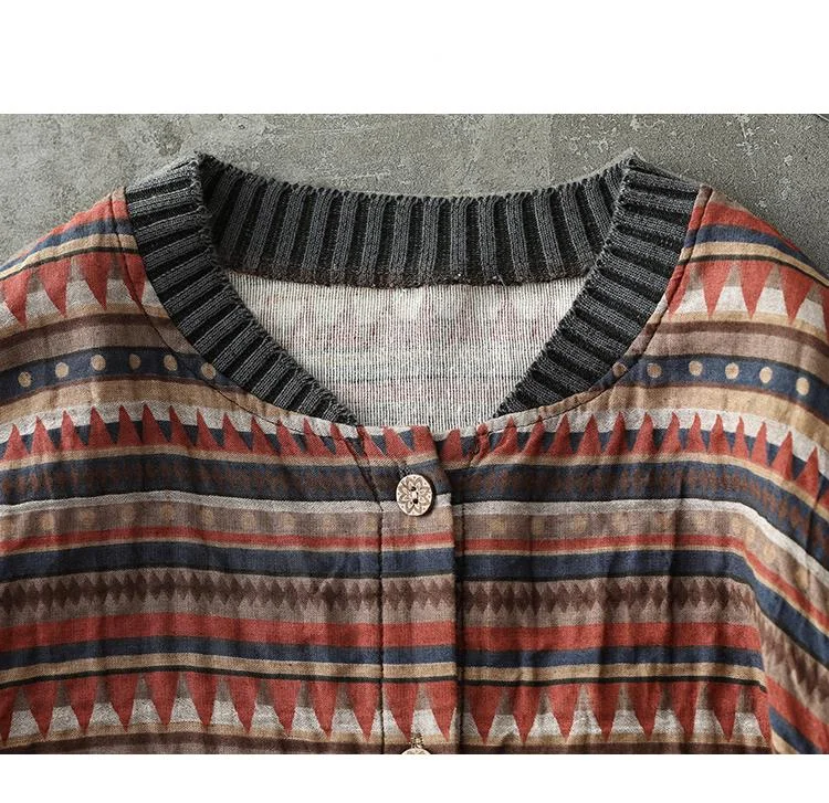 Amax LuluE 2025 Summer Womens Striped Jackets Japan Style Linen Printed Coats Ladies Vintage Loose Clothes Buttons Basic Jacket