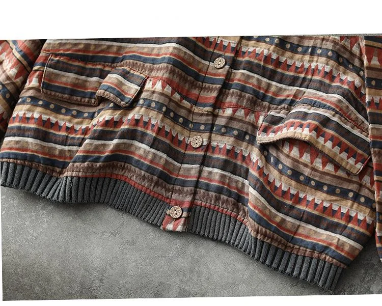 Amax LuluE 2025 Summer Womens Striped Jackets Japan Style Linen Printed Coats Ladies Vintage Loose Clothes Buttons Basic Jacket