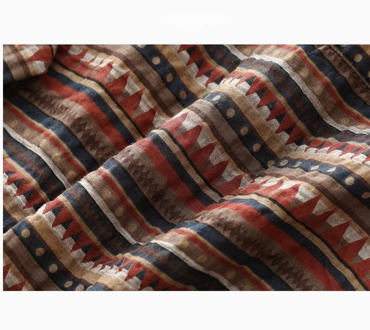 Amax LuluE 2025 Summer Womens Striped Jackets Japan Style Linen Printed Coats Ladies Vintage Loose Clothes Buttons Basic Jacket