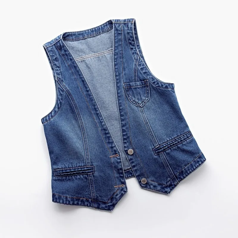 Women Vintage Denim Waistcoat Jacket 2026 Spring New Female Short Slim Sleeveless Coat Vest 6XL Single Breasted Solid Casual Top