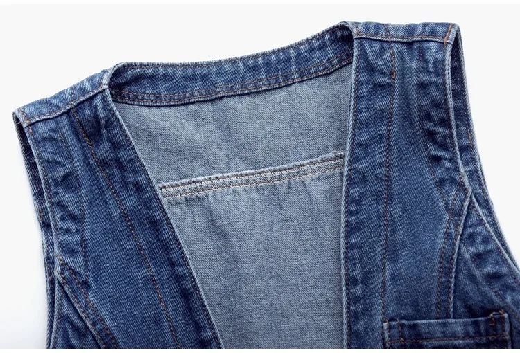 Women Vintage Denim Waistcoat Jacket 2026 Spring New Female Short Slim Sleeveless Coat Vest 6XL Single Breasted Solid Casual Top