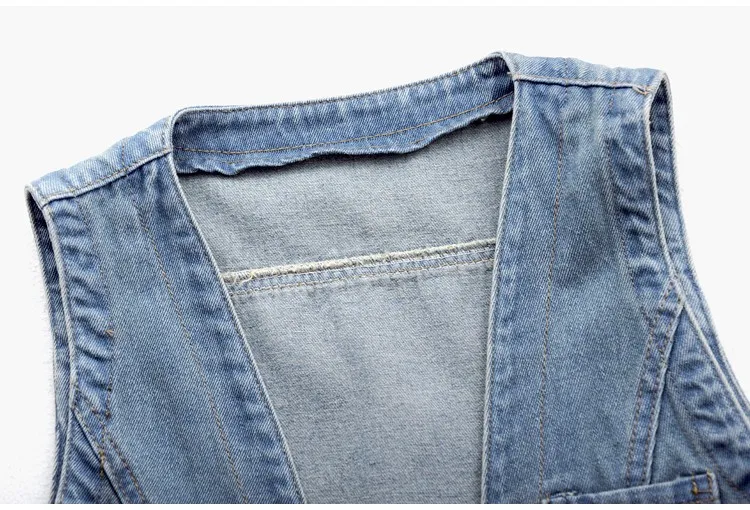 Women Vintage Denim Waistcoat Jacket 2026 Spring New Female Short Slim Sleeveless Coat Vest 6XL Single Breasted Solid Casual Top