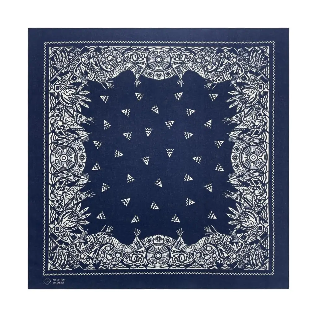 Popular Hip Hop Navy Blue Cashew Flower Bandana Men Women Outdoor Headbands Hair Band Wrist Wrap Amoeba Scarves Hair Accessories