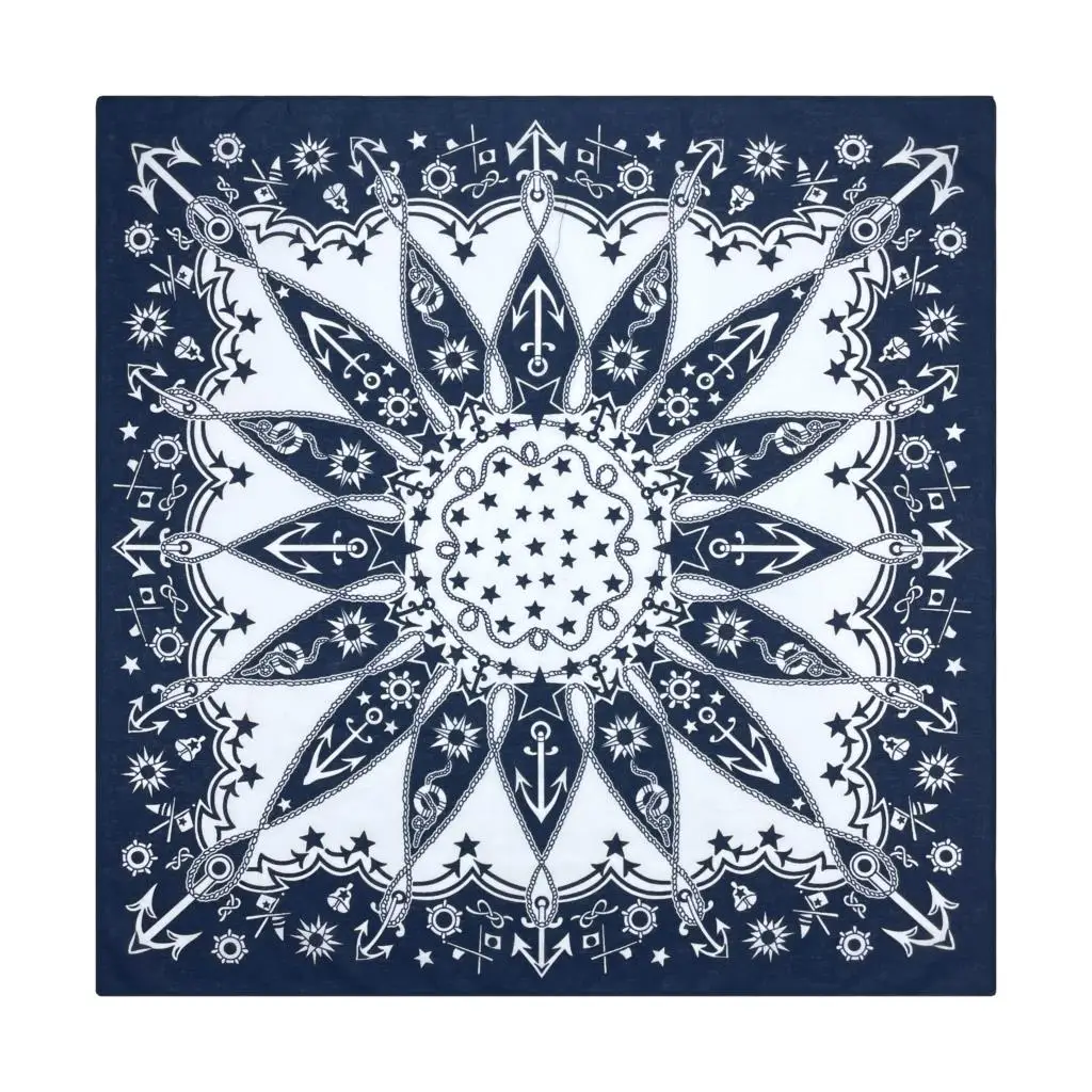 Popular Hip Hop Navy Blue Cashew Flower Bandana Men Women Outdoor Headbands Hair Band Wrist Wrap Amoeba Scarves Hair Accessories