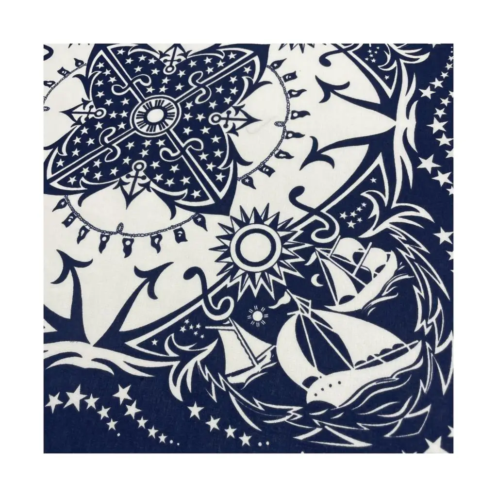 Popular Hip Hop Navy Blue Cashew Flower Bandana Men Women Outdoor Headbands Hair Band Wrist Wrap Amoeba Scarves Hair Accessories
