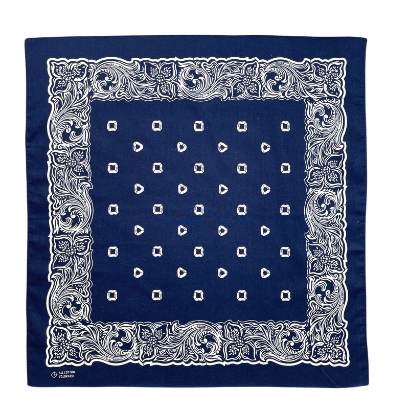 Popular Hip Hop Navy Blue Cashew Flower Bandana Men Women Outdoor Headbands Hair Band Wrist Wrap Amoeba Scarves Hair Accessories