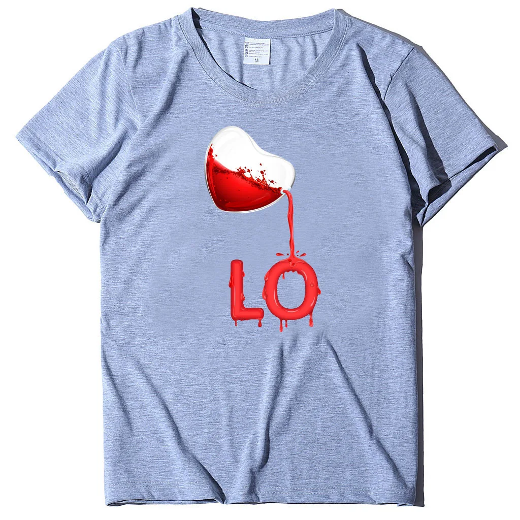 King Queen Couples T Shirt Pour Heart Print Couple Tshirt Summer Fashion Woman T-shirt Casual O-Neck Tops Lovers Tee Shirt