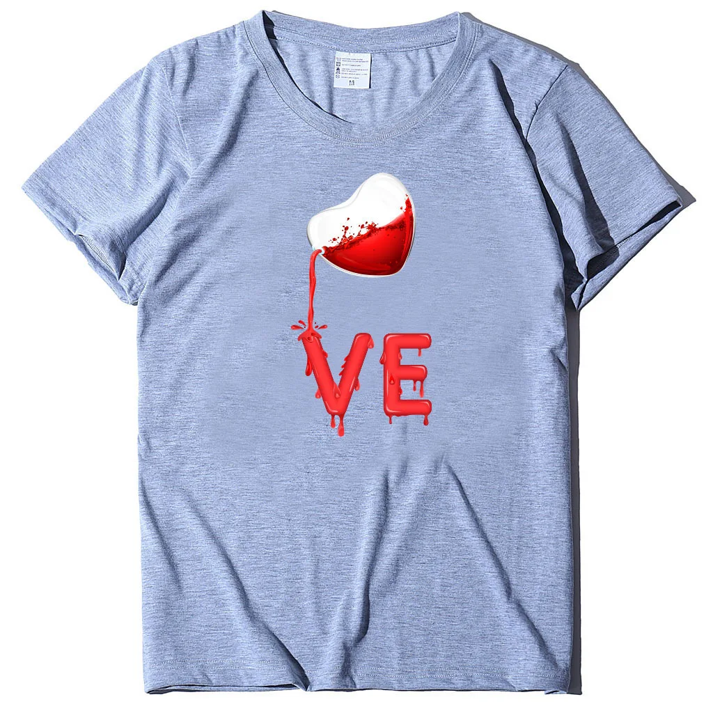 King Queen Couples T Shirt Pour Heart Print Couple Tshirt Summer Fashion Woman T-shirt Casual O-Neck Tops Lovers Tee Shirt