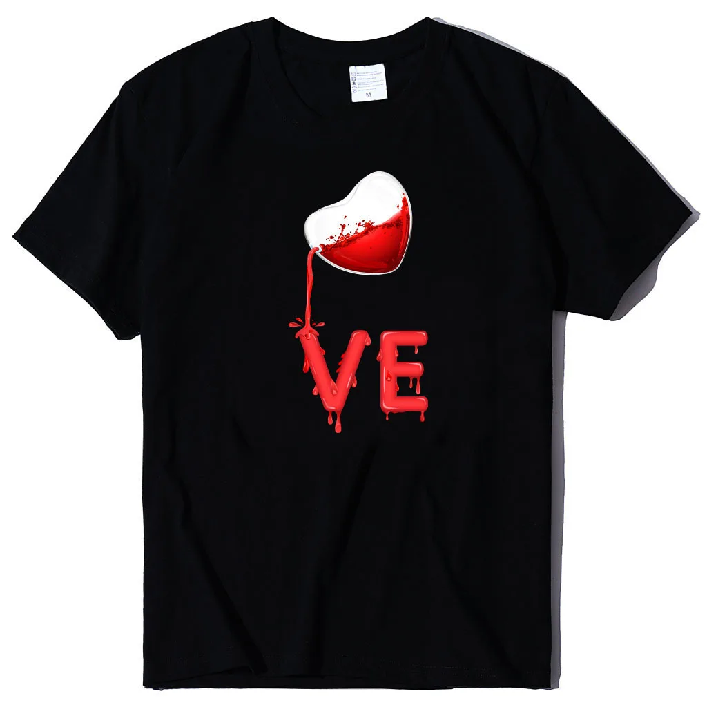 King Queen Couples T Shirt Pour Heart Print Couple Tshirt Summer Fashion Woman T-shirt Casual O-Neck Tops Lovers Tee Shirt
