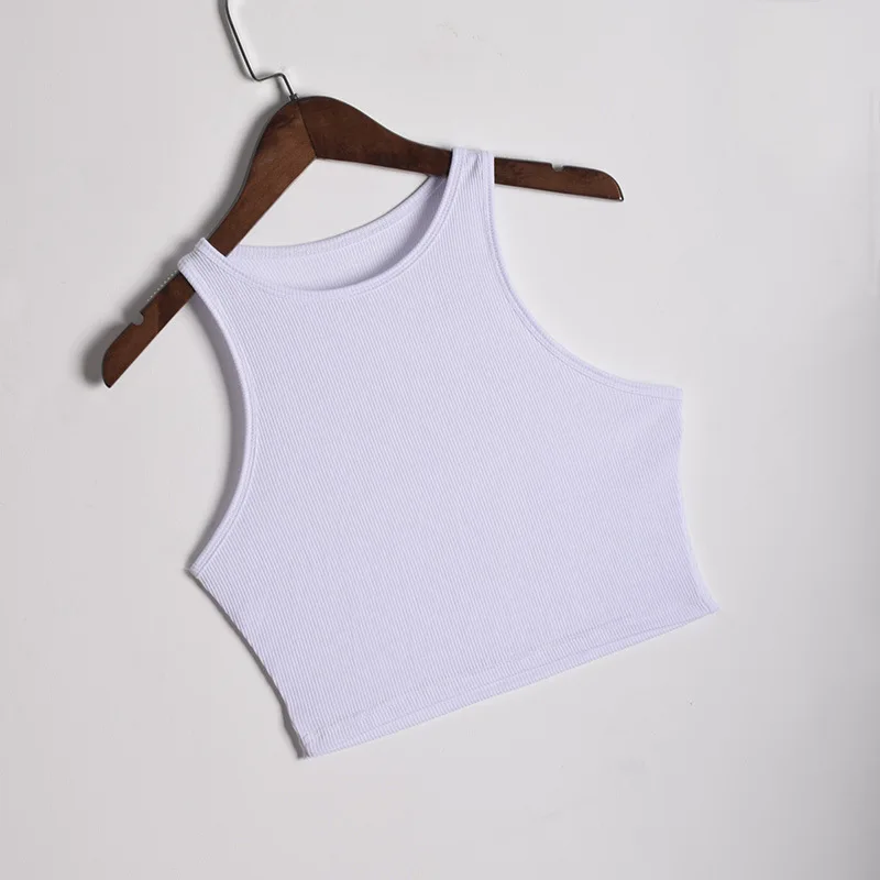 2025 Summer Slim Render Short Top Sexy Women Sleeveless O Croptops Tank Tops Solid Black/White Crop Vest Tops Wholesale