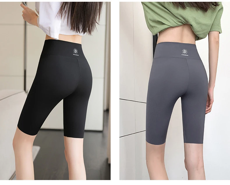 BIVIGAOS Summer Thin Sun Printed Sharkskin Cycling Shorts Women's Korean Slim High Waist Biker Shorts Sexy Sports Casual Shorts