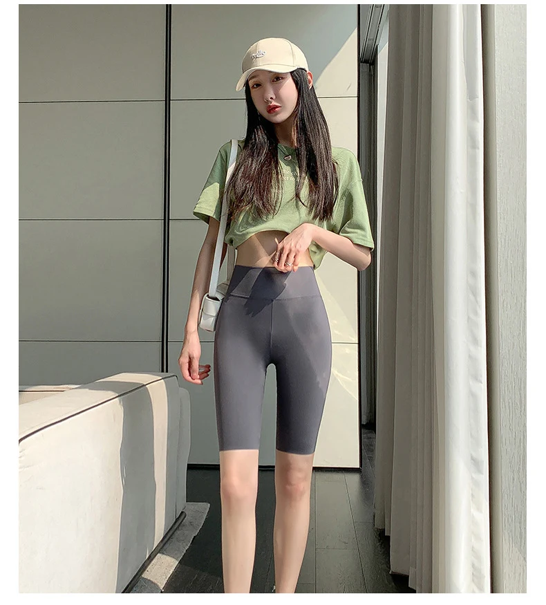 BIVIGAOS Summer Thin Sun Printed Sharkskin Cycling Shorts Women's Korean Slim High Waist Biker Shorts Sexy Sports Casual Shorts