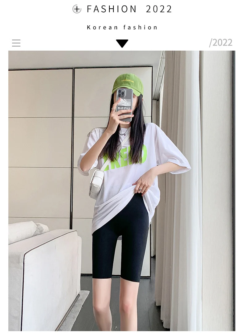 BIVIGAOS Summer Thin Sun Printed Sharkskin Cycling Shorts Women's Korean Slim High Waist Biker Shorts Sexy Sports Casual Shorts