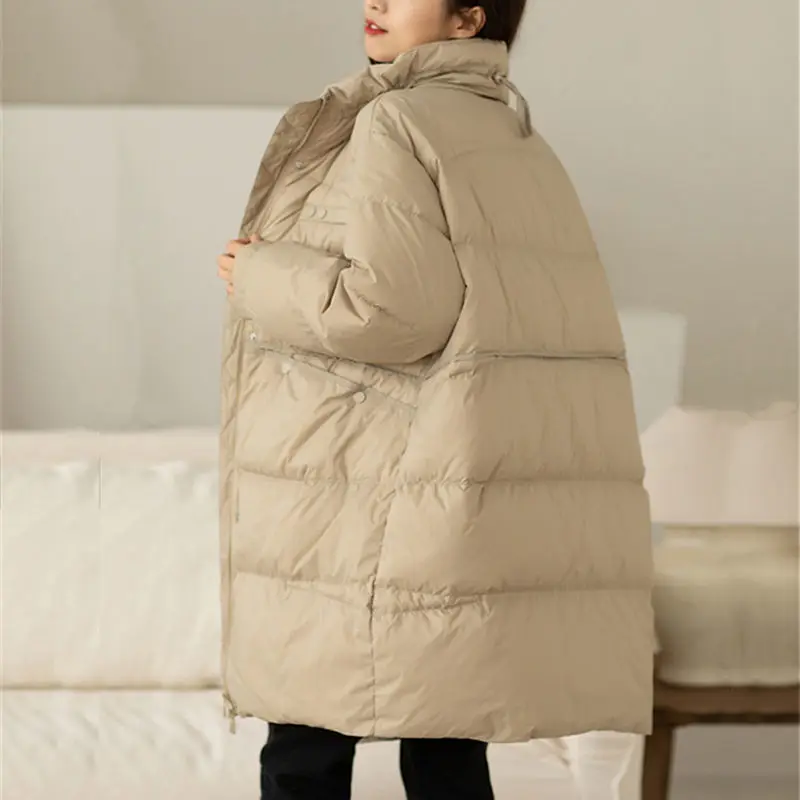Down Jacket Women's 2022 Winter Leisure Medium Long Loose Korean Warm White Duck Down Jacket Winter Coat Women Jackets for Women