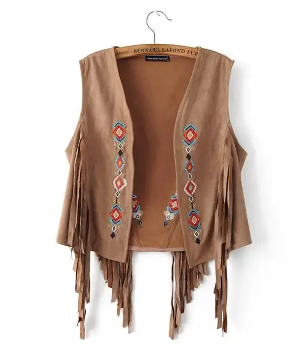 Womens Vest Embroidered With Fringe Waistcoat