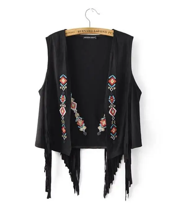 Womens Vest Embroidered With Fringe Waistcoat