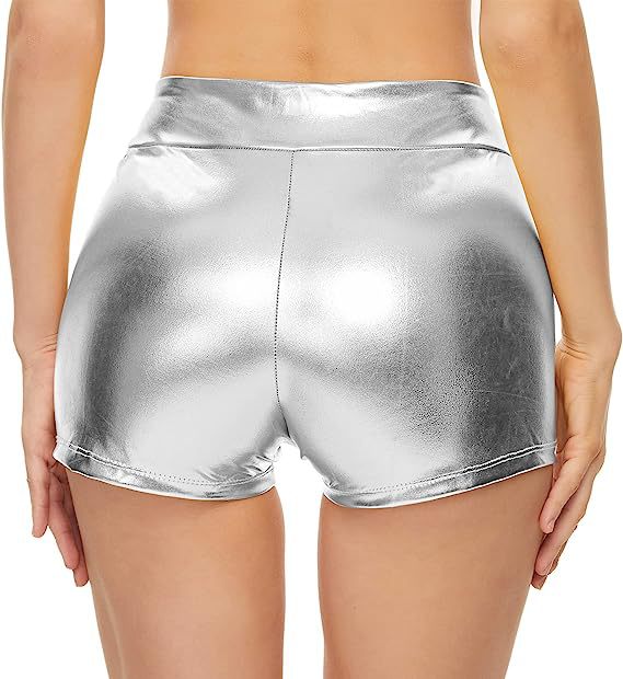 Slim Stretch High Waist Shorts for Women Shiny Sliver Gold Color Black Shorts Sexy Nightclub Party Women's Outfits