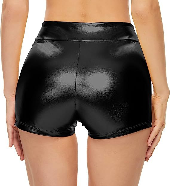 Slim Stretch High Waist Shorts for Women Shiny Sliver Gold Color Black Shorts Sexy Nightclub Party Women's Outfits
