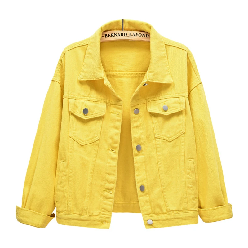 2026 New Women's Blue Denim Jacket Single-breasted Lapel Coat Fashion Casual Tops Green Black Red Outerwear Female Overcoat