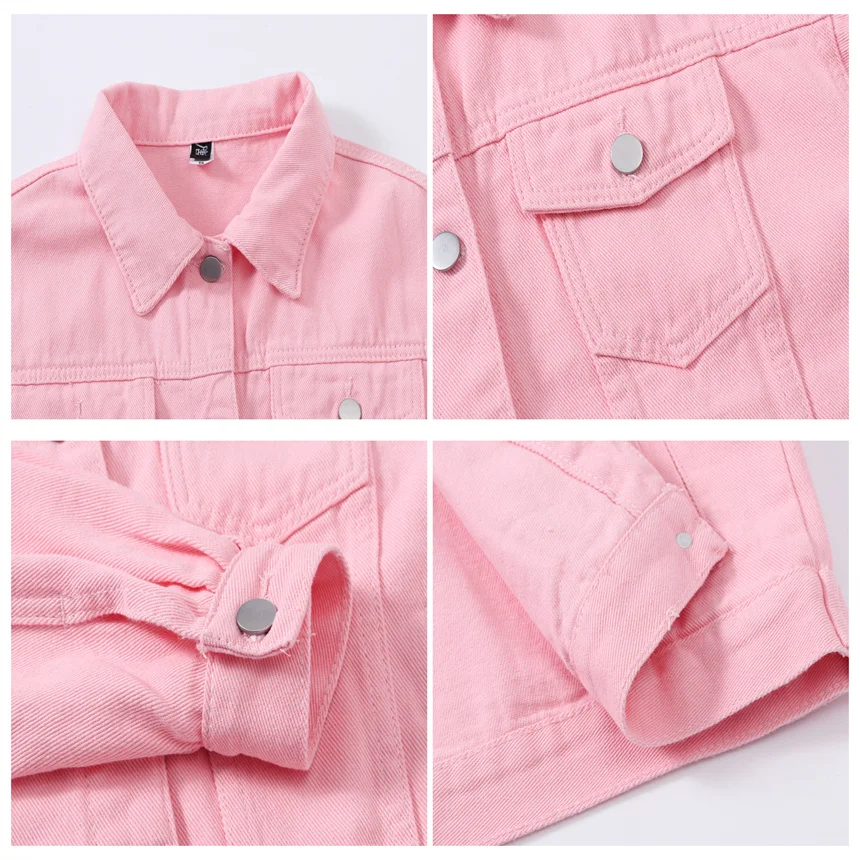 2026 New Women's Blue Denim Jacket Single-breasted Lapel Coat Fashion Casual Tops Green Black Red Outerwear Female Overcoat