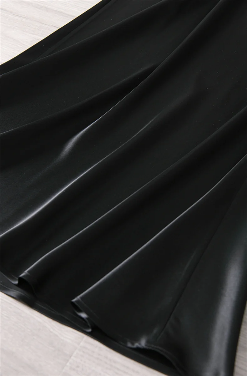 Elegant Glossy Acetic Acid Satin Skirt for Women Mid-Length Slim A-Line Maternity Style Spring Autumn New 6XL Sizes Available
