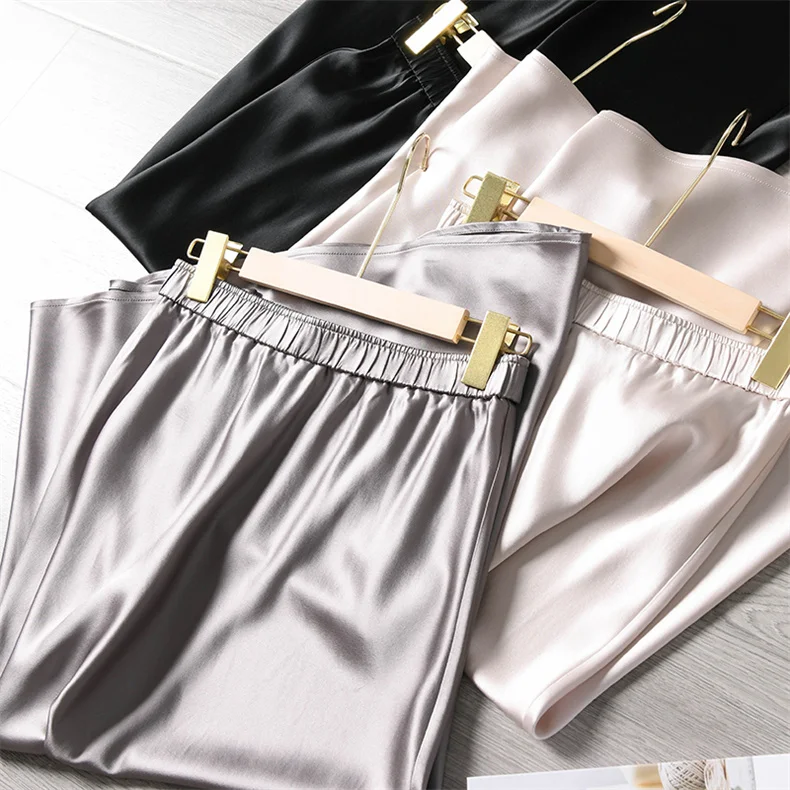 Elegant Glossy Acetic Acid Satin Skirt for Women Mid-Length Slim A-Line Maternity Style Spring Autumn New 6XL Sizes Available