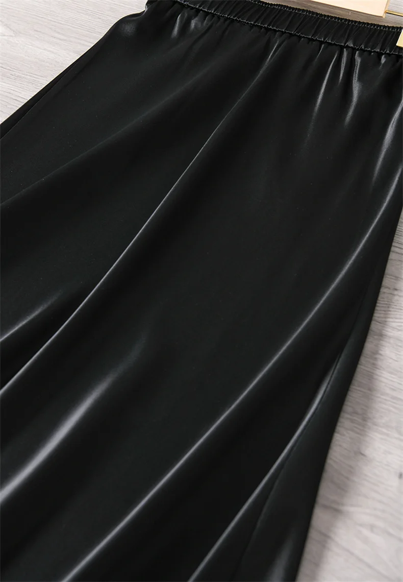Elegant Glossy Acetic Acid Satin Skirt for Women Mid-Length Slim A-Line Maternity Style Spring Autumn New 6XL Sizes Available