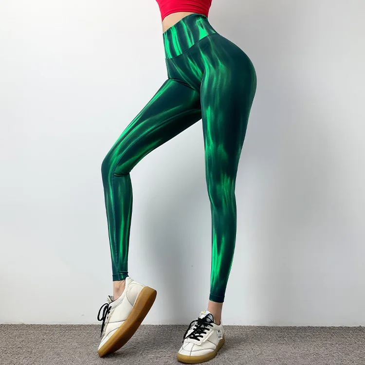 Women Tie Dye Seamless Leggings Scrunch Fitness High Waist Athletic Yoga Pants Soft Nylon Workout Elastic Gym Training Leggins