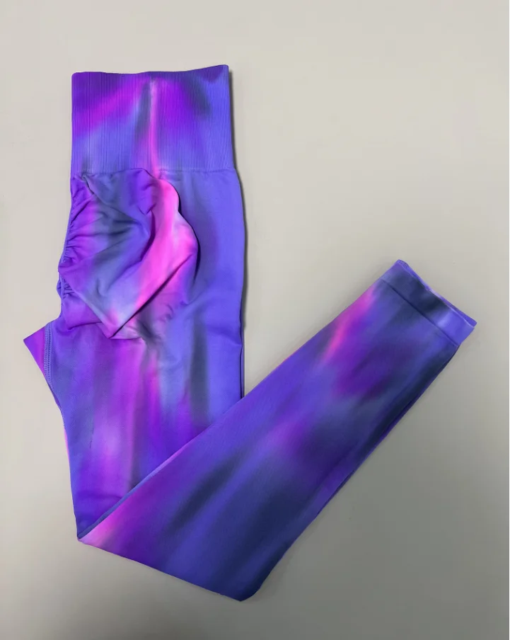 Women Tie Dye Seamless Leggings Scrunch Fitness High Waist Athletic Yoga Pants Soft Nylon Workout Elastic Gym Training Leggins