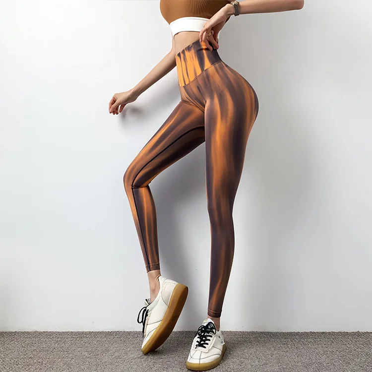 Women Tie Dye Seamless Leggings Scrunch Fitness High Waist Athletic Yoga Pants Soft Nylon Workout Elastic Gym Training Leggins
