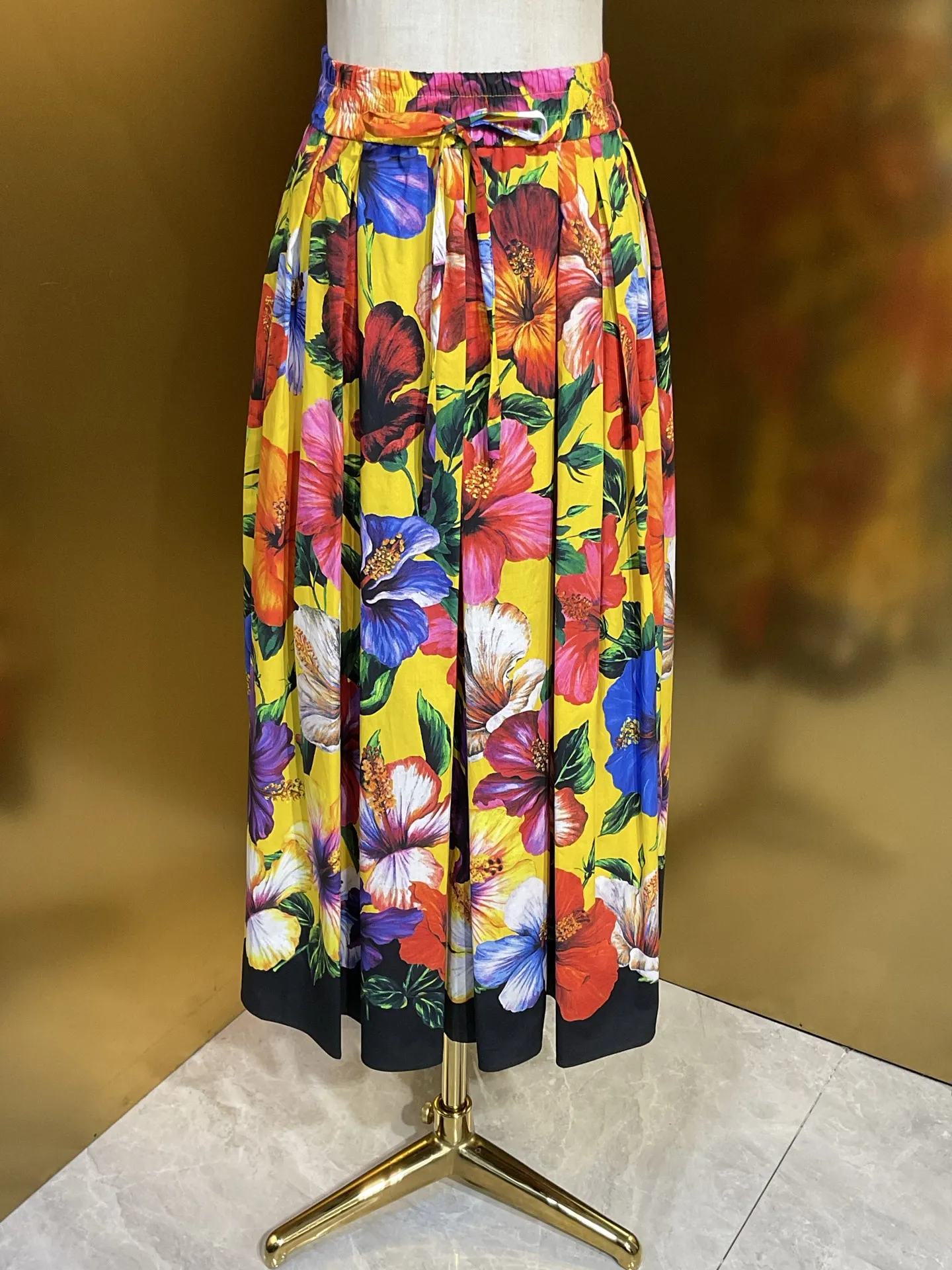 Luxury Designer Summer Women Floral Print 2 Piece Set High Quality Cotton Off-Shoulder Top & Maxi Skirt Fashion Vacation Outfit