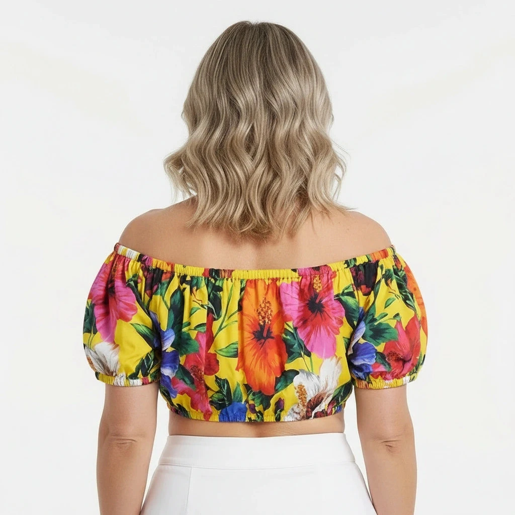 Luxury Designer Summer Women Floral Print 2 Piece Set High Quality Cotton Off-Shoulder Top & Maxi Skirt Fashion Vacation Outfit