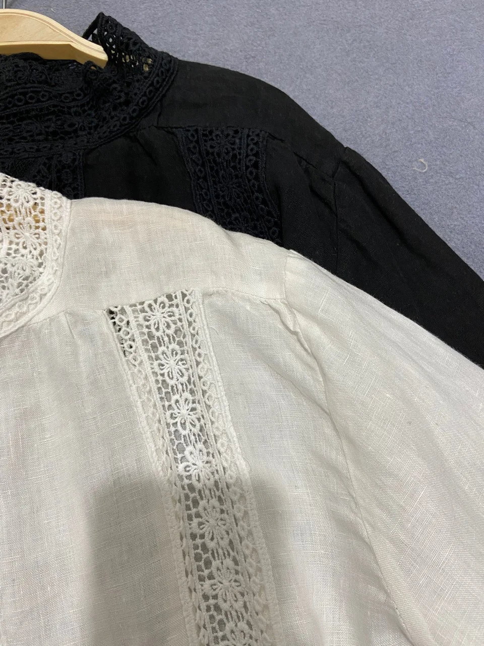Johnature New Mori Linen Loose Hollow Out Women Shirts 2023 Spring Autumn Loose Vintage Solid Color Female Blouses