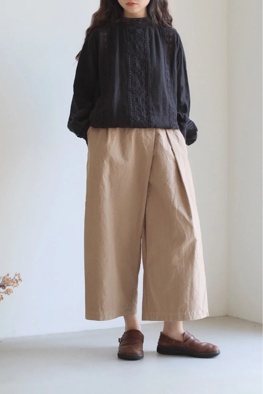 Johnature New Mori Linen Loose Hollow Out Women Shirts 2023 Spring Autumn Loose Vintage Solid Color Female Blouses