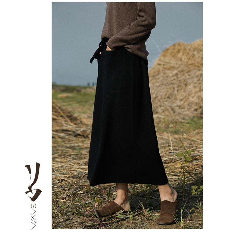 25 New arrivals women's 100% wool skirts, women's autumn and winter long loose and comfortable knit bottoming cashmere skirts,