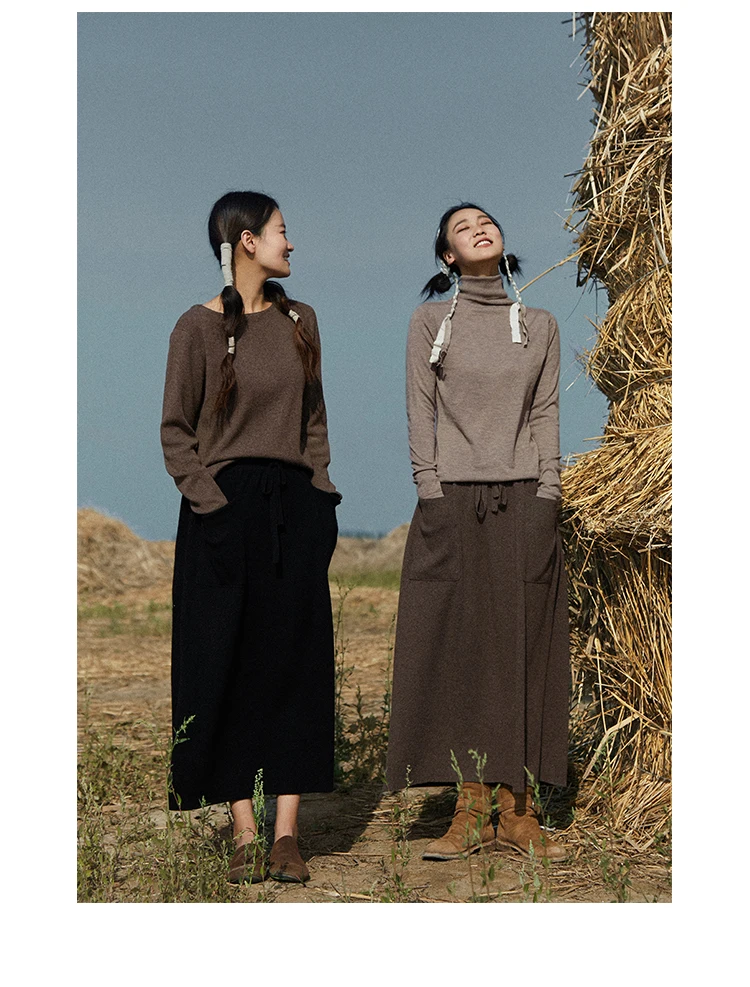 25 New arrivals women's 100% wool skirts, women's autumn and winter long loose and comfortable knit bottoming cashmere skirts,